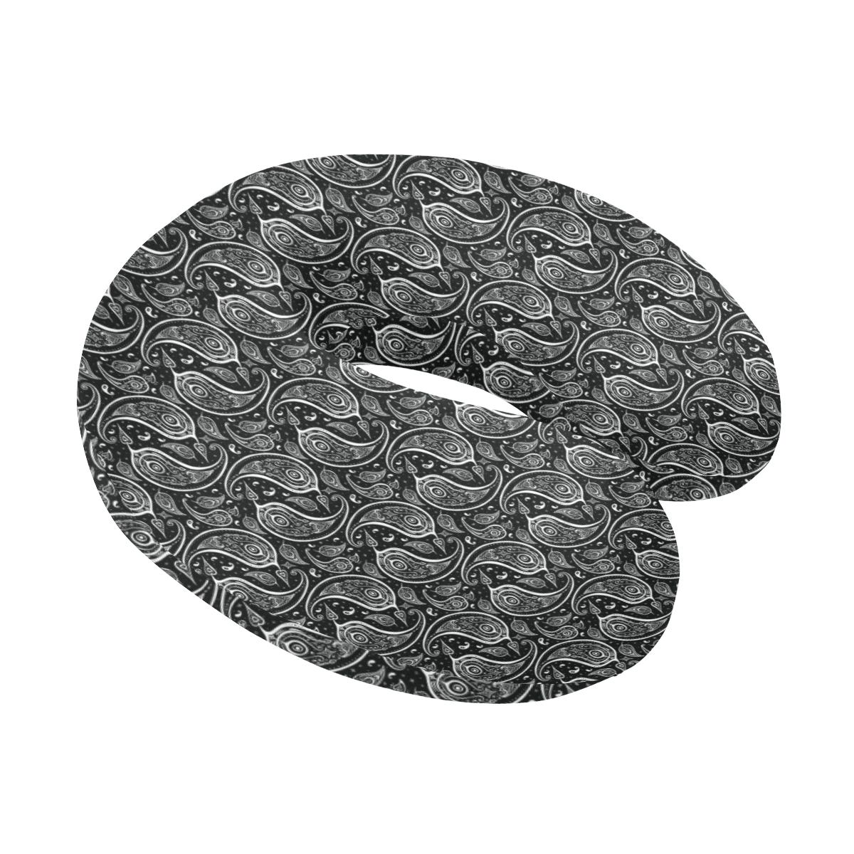 Paisley Black Design Print U-Shaped Travel Neck Pillow-JTAMIGO.COM