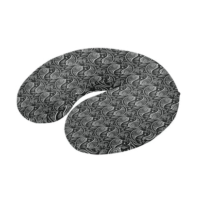 Paisley Black Design Print U-Shaped Travel Neck Pillow-JTAMIGO.COM