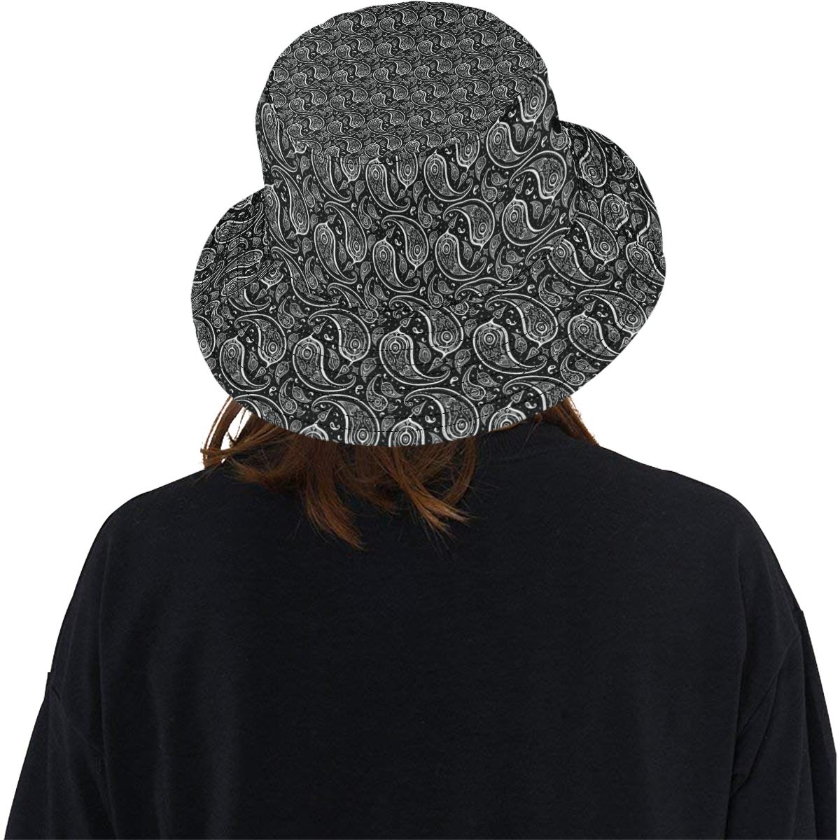 Paisley Black Design Print Unisex Bucket Hat
