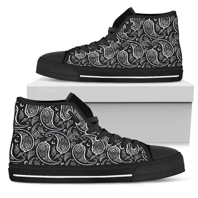 Paisley Black Design Print Women High Top Shoes