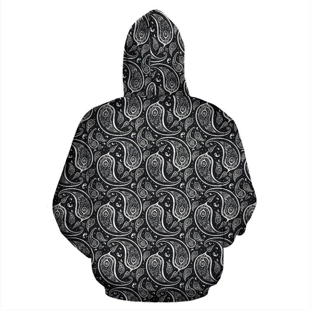 Paisley Black Design Print Zip Up Hoodie