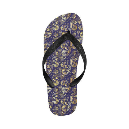 Paisley Blue Yellow Design Print Flip Flops-JTAMIGO.COM