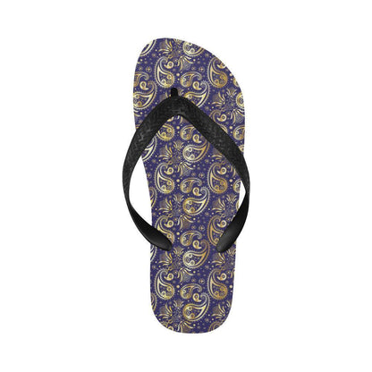 Paisley Blue Yellow Design Print Flip Flops-JTAMIGO.COM