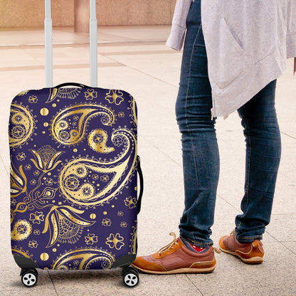 Paisley Blue Yellow Design Print Luggage Cover Protector