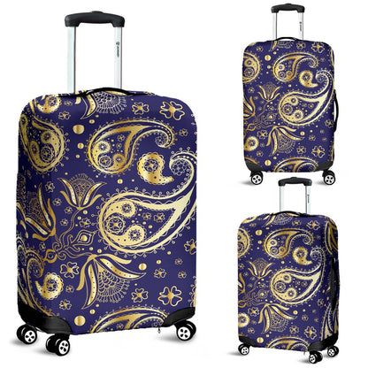 Paisley Blue Yellow Design Print Luggage Cover Protector