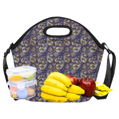 Paisley Blue Yellow Design Print Neoprene Lunch Bag (Model 1669)(Large)-JTAMIGO.COM