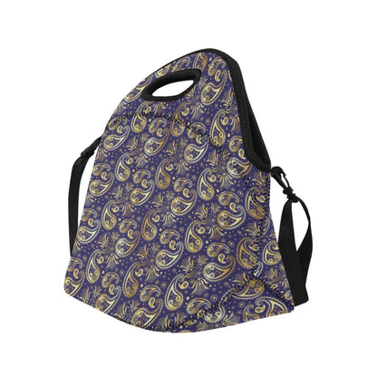 Paisley Blue Yellow Design Print Neoprene Lunch Bag (Model 1669)(Large)-JTAMIGO.COM