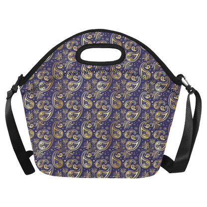 Paisley Blue Yellow Design Print Neoprene Lunch Bag (Model 1669)(Large)-JTAMIGO.COM