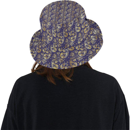 Paisley Blue Yellow Design Print Unisex Bucket Hat