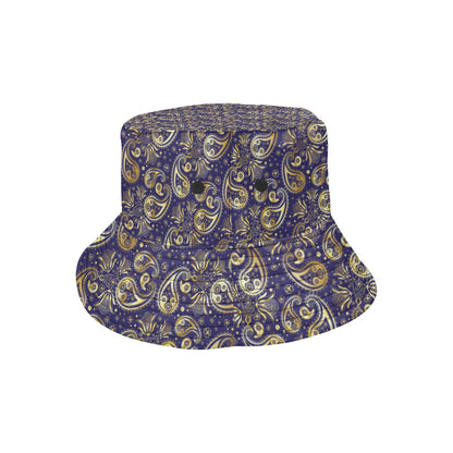 Paisley Blue Yellow Design Print Unisex Bucket Hat