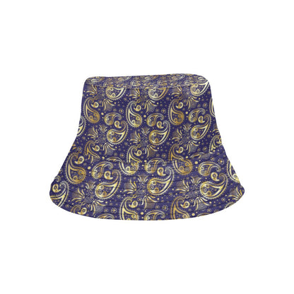 Paisley Blue Yellow Design Print Unisex Bucket Hat