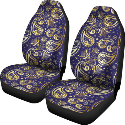 Paisley Blue Yellow Design Print Universal Fit Car Seat Covers