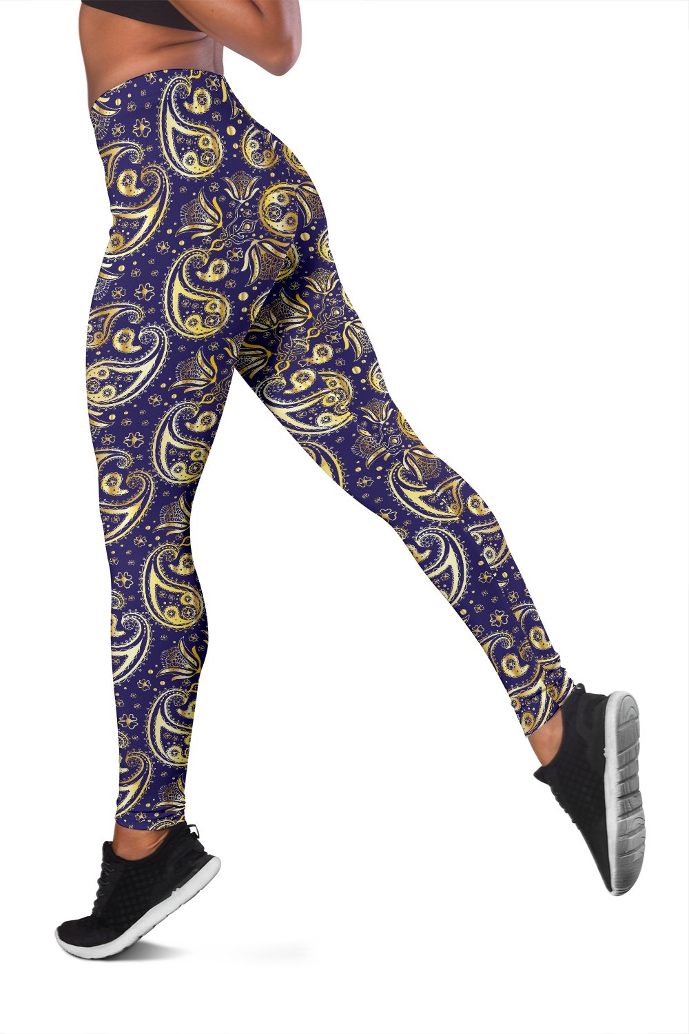 Paisley Blue Yellow Design Print Women Leggings