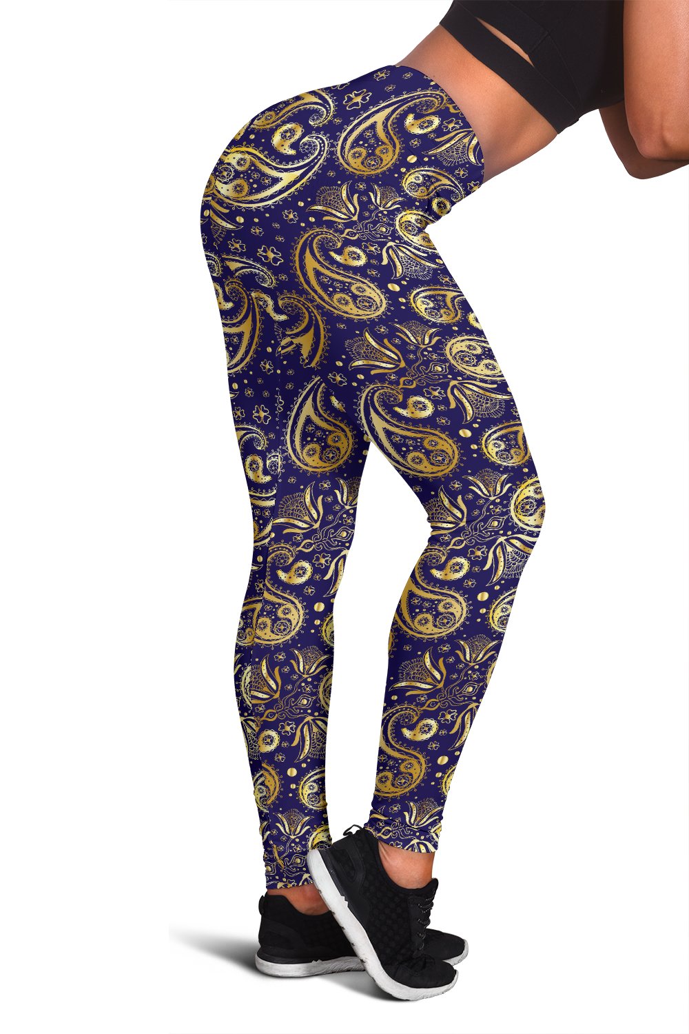 Paisley Blue Yellow Design Print Women Leggings