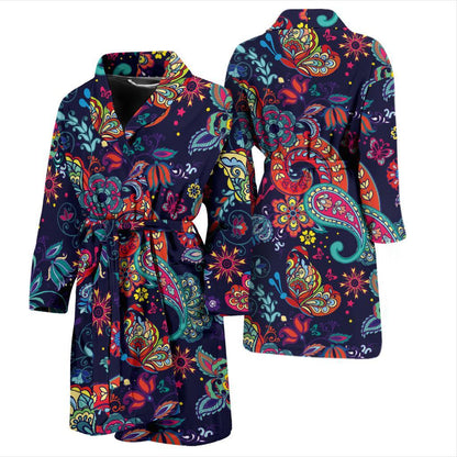 Paisley Boho Pattern Print Design A06 Men Bathrobe-JORJUNE.COM