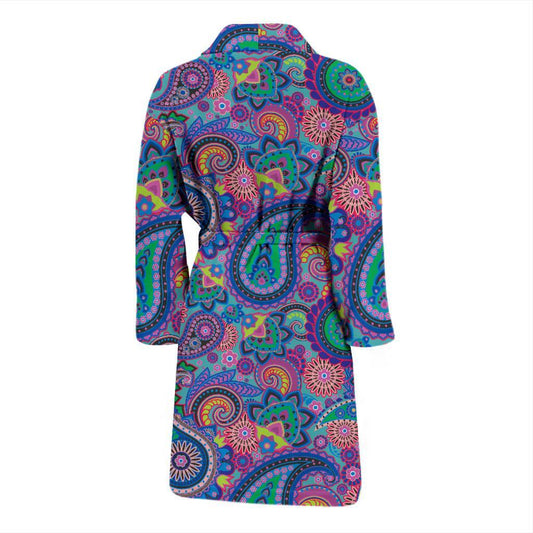 Paisley Colorful Pattern Print Design A02 Men Bathrobe-JORJUNE.COM
