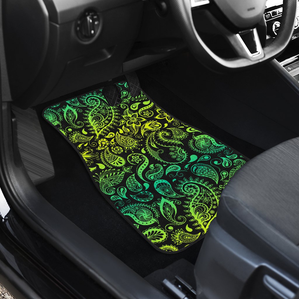 Paisley Green Design Print Car Floor Mats