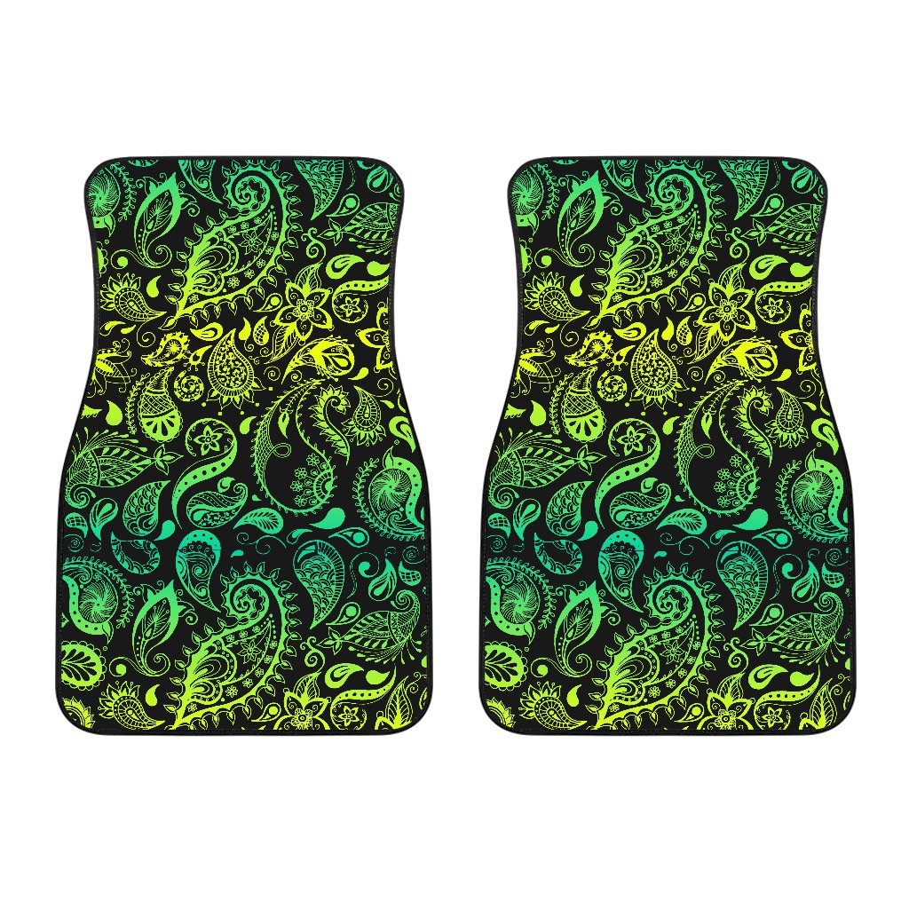 Paisley Green Design Print Car Floor Mats