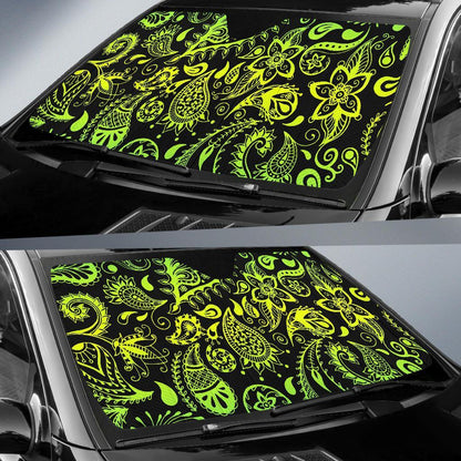 Paisley Green Design Print Car Sun Shade For Windshield