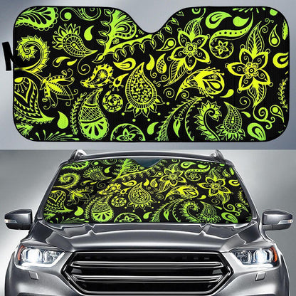 Paisley Green Design Print Car Sun Shade For Windshield