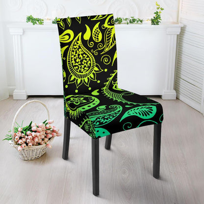Paisley Green Design Print Dining Chair Slipcover-JTAMIGO.COM