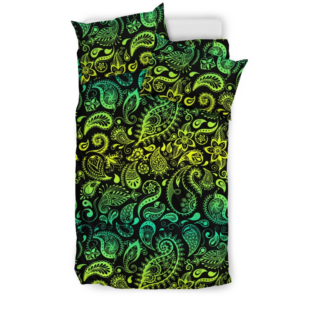 Paisley Green Design Print Duvet Cover Bedding Set