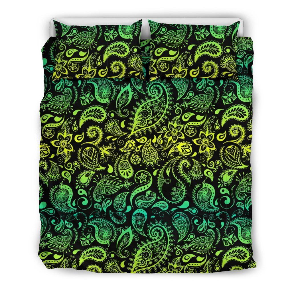 Paisley Green Design Print Duvet Cover Bedding Set