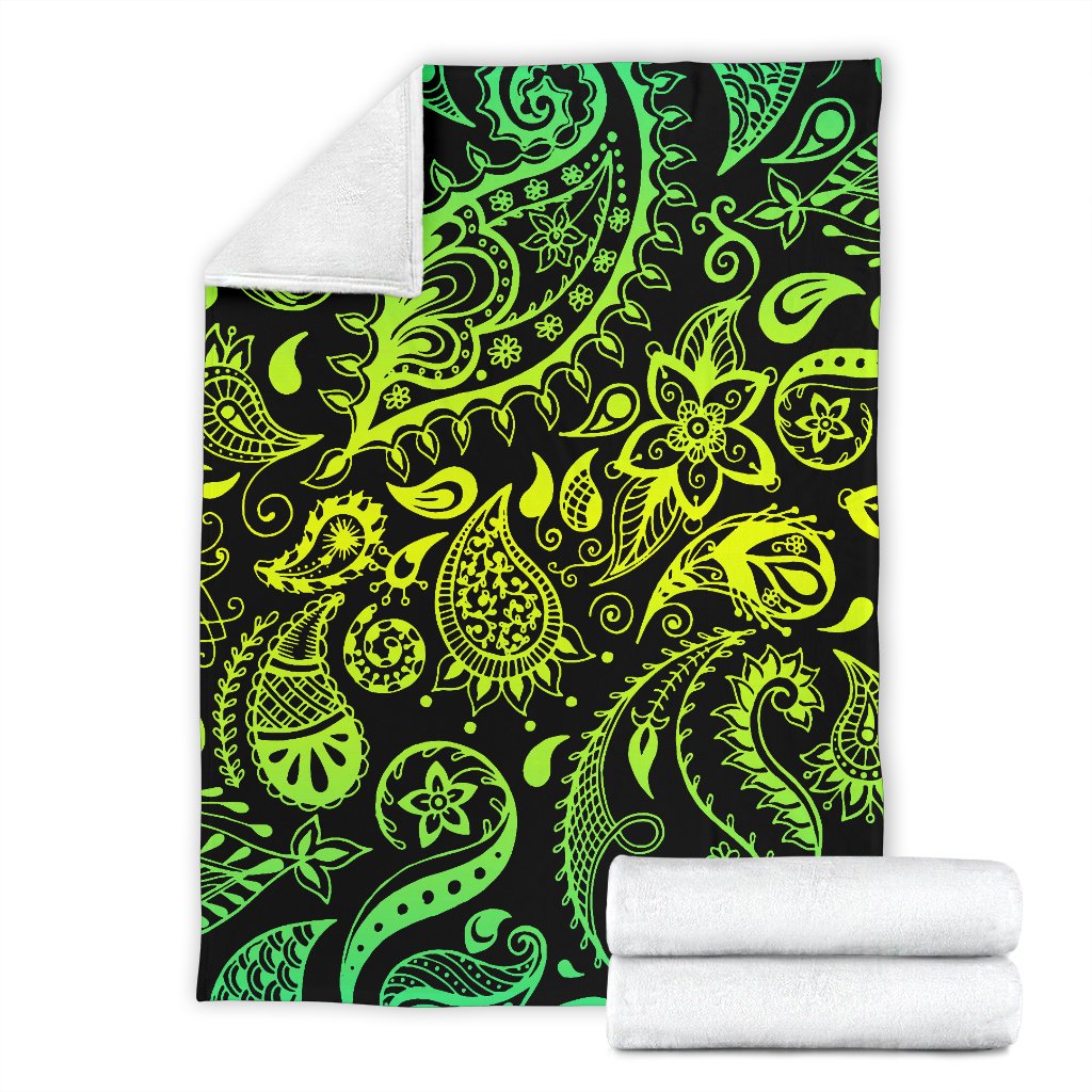 Paisley Green Design Print Fleece Blanket