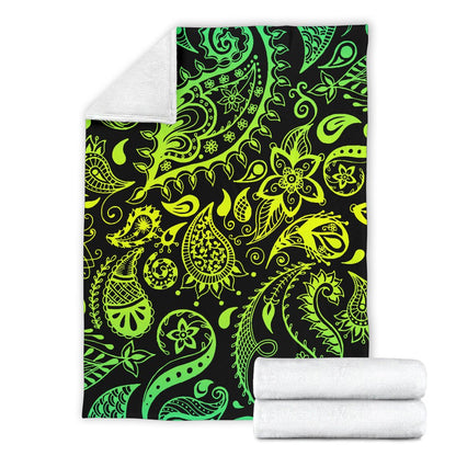 Paisley Green Design Print Fleece Blanket