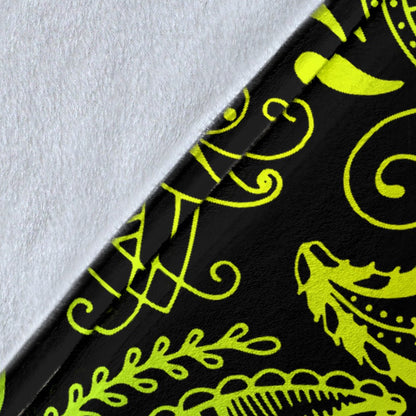 Paisley Green Design Print Fleece Blanket
