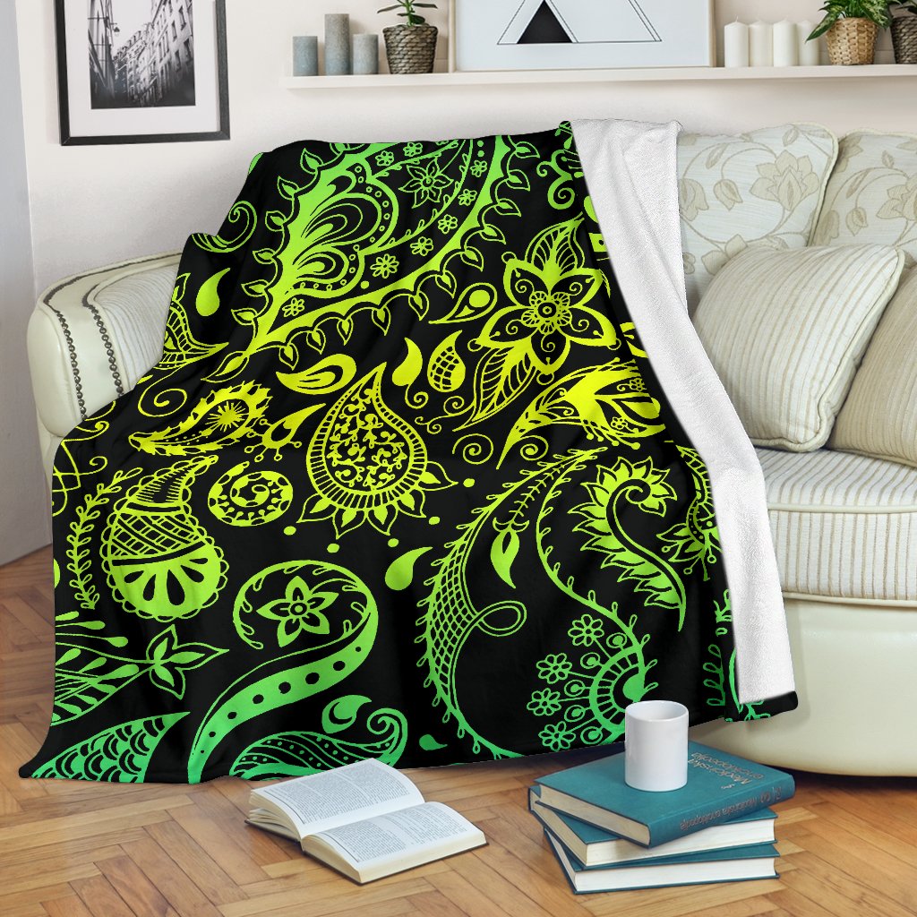 Paisley Green Design Print Fleece Blanket