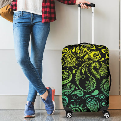 Paisley Green Design Print Luggage Cover Protector