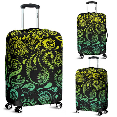 Paisley Green Design Print Luggage Cover Protector