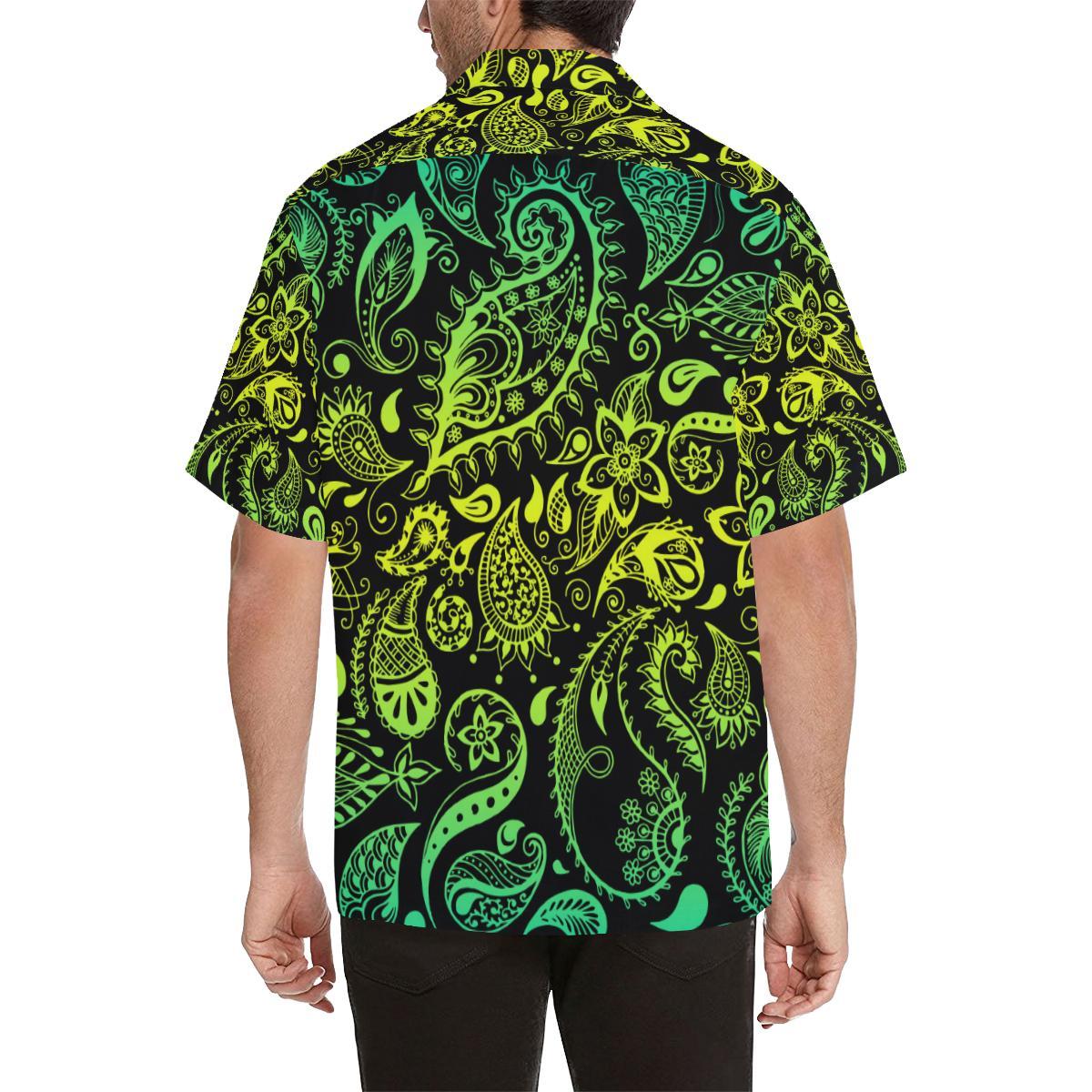 Paisley Green Design Print Men Aloha Hawaiian Shirt