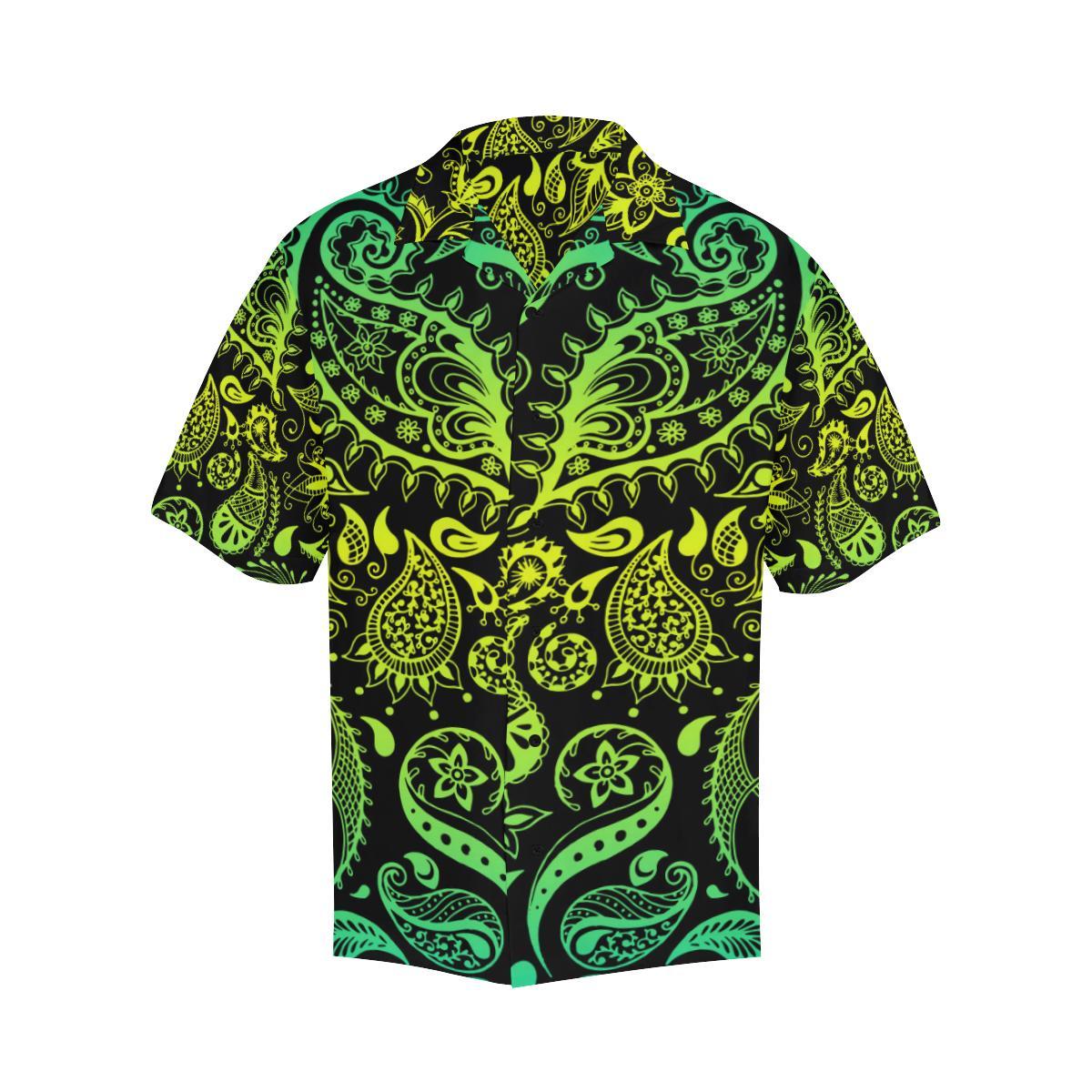 Paisley Green Design Print Men Aloha Hawaiian Shirt