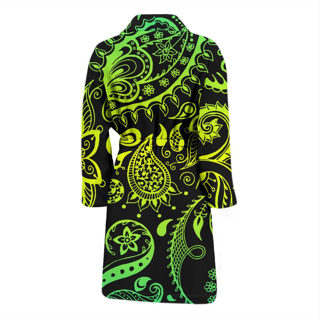 Paisley Green Design Print Men Bath Robe-JTAMIGO.COM