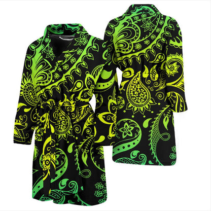 Paisley Green Design Print Men Bath Robe-JTAMIGO.COM