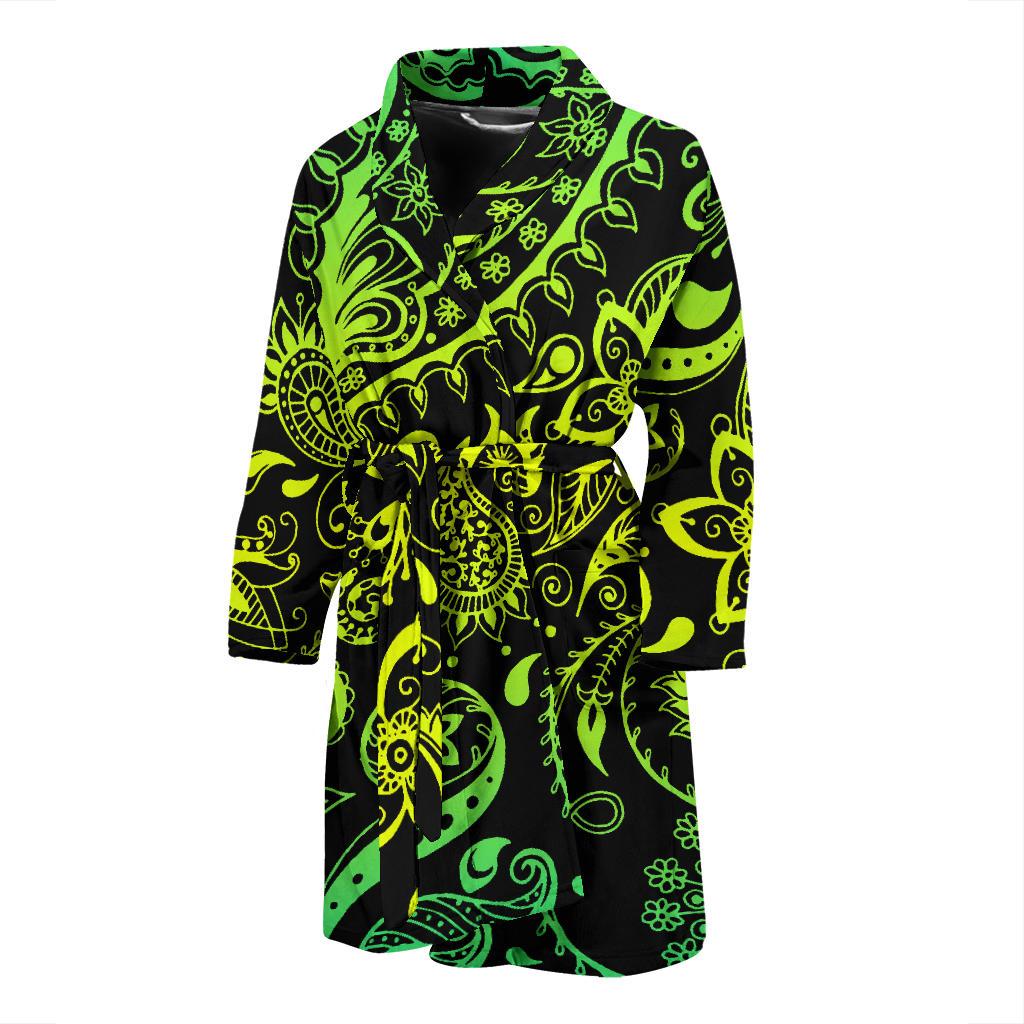 Paisley Green Design Print Men Bath Robe-JTAMIGO.COM