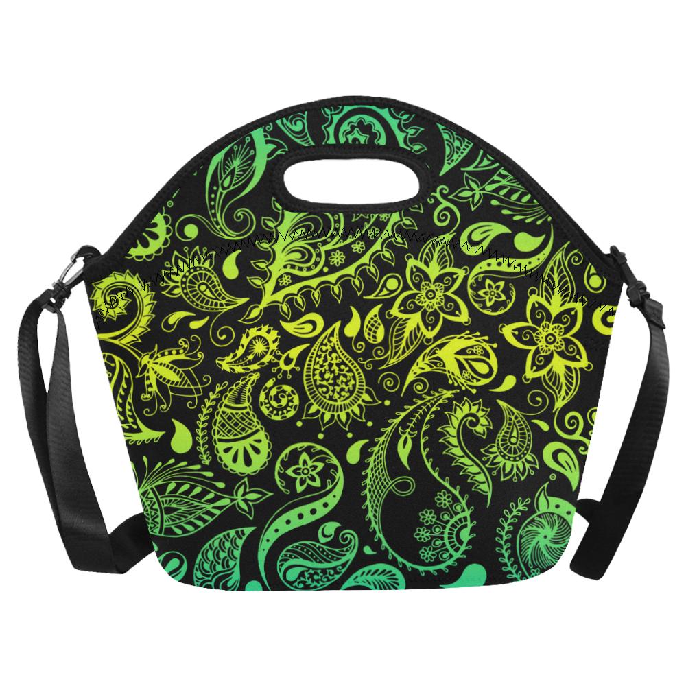 Paisley Green Design Print Neoprene Lunch Bag (Model 1669)(Large)-JTAMIGO.COM