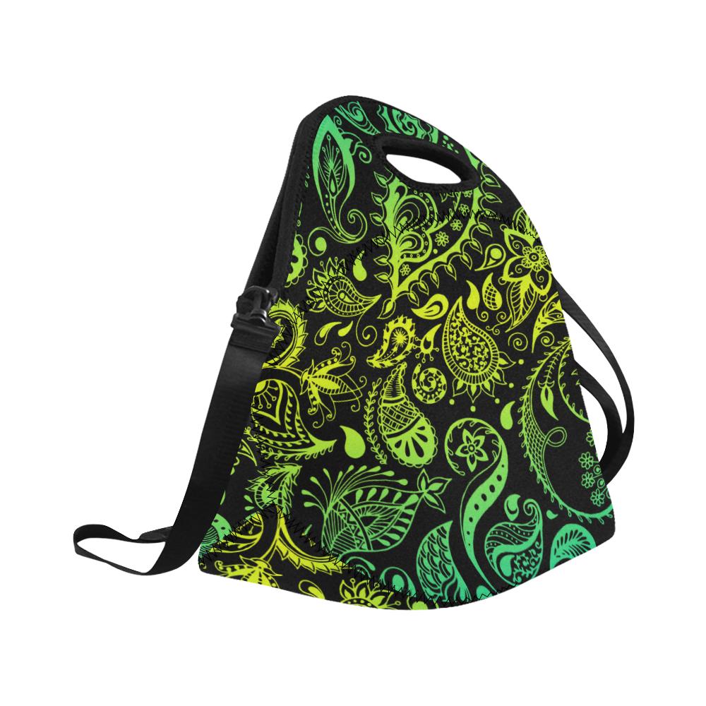 Paisley Green Design Print Neoprene Lunch Bag (Model 1669)(Large)-JTAMIGO.COM