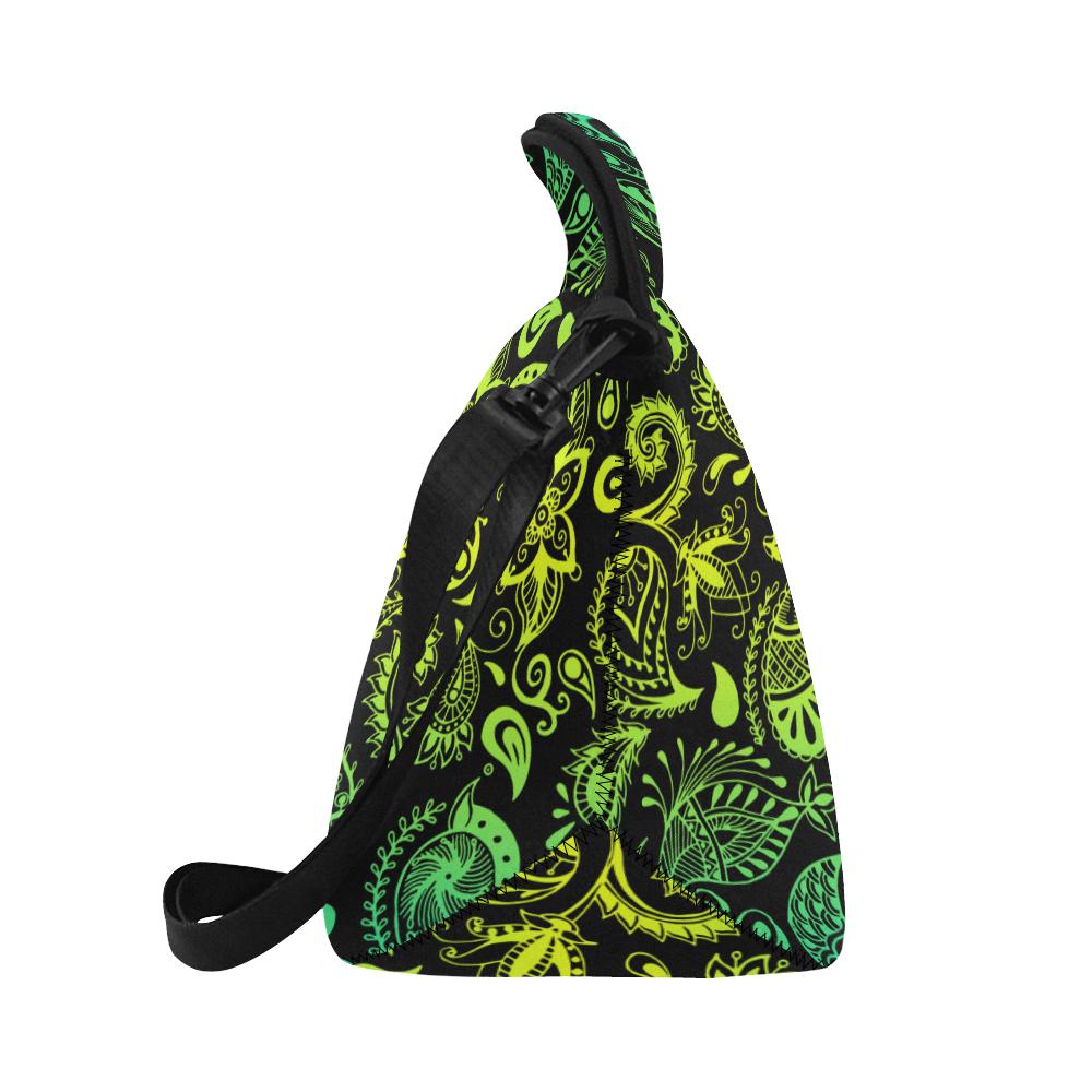 Paisley Green Design Print Neoprene Lunch Bag (Model 1669)(Large)-JTAMIGO.COM