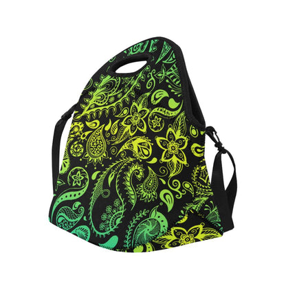 Paisley Green Design Print Neoprene Lunch Bag (Model 1669)(Large)-JTAMIGO.COM