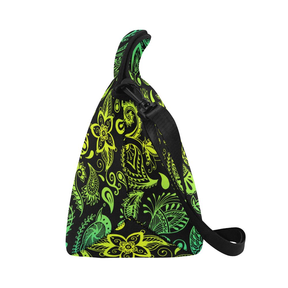 Paisley Green Design Print Neoprene Lunch Bag (Model 1669)(Large)-JTAMIGO.COM