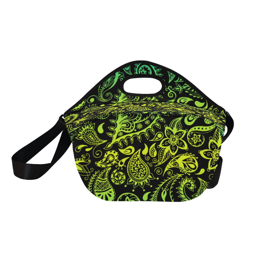 Paisley Green Design Print Neoprene Lunch Bag (Model 1669)(Large)-JTAMIGO.COM