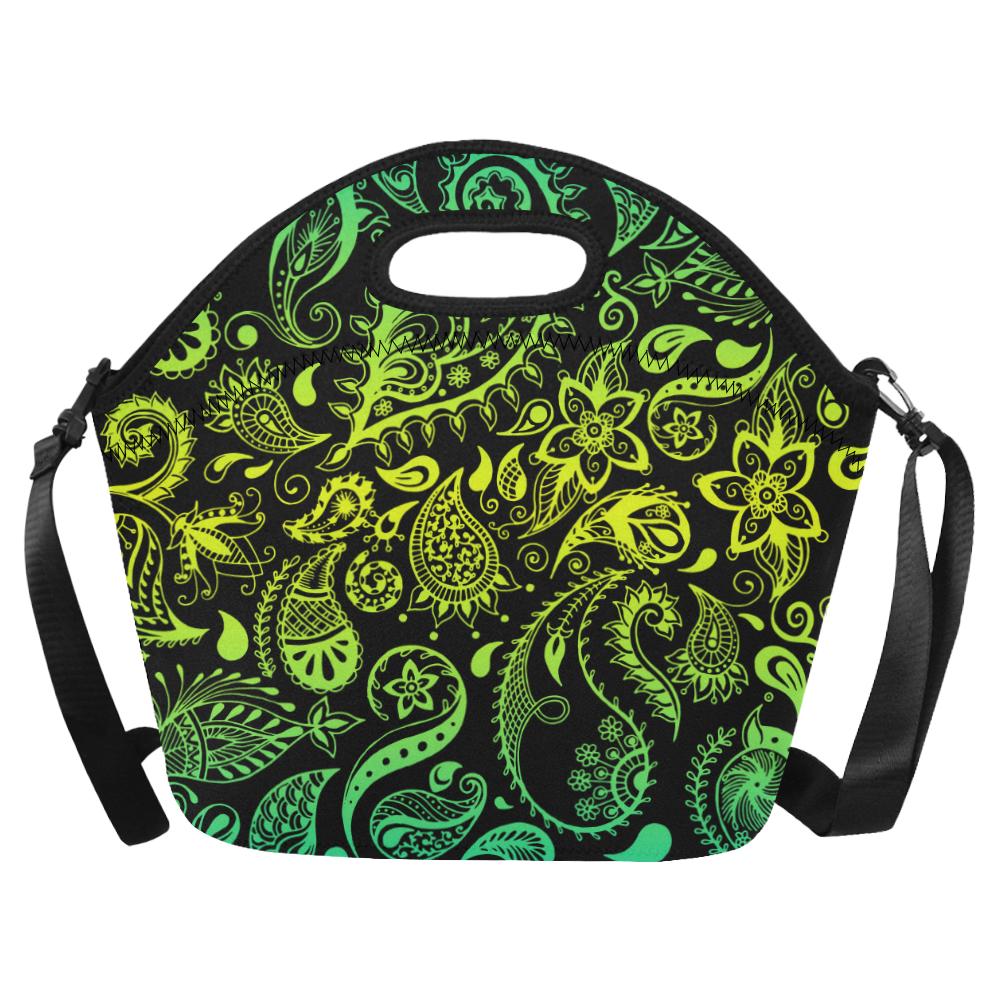 Paisley Green Design Print Neoprene Lunch Bag (Model 1669)(Large)-JTAMIGO.COM