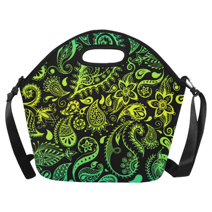 Paisley Green Design Print Neoprene Lunch Bag (Model 1669)(Large)-JTAMIGO.COM