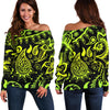 Paisley Green Design Print Off Shoulder Sweatshirt