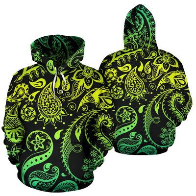 Paisley Green Design Print Pullover Hoodie