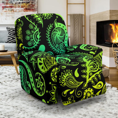 Paisley Green Design Print Recliner Slipcover-JTAMIGO.COM