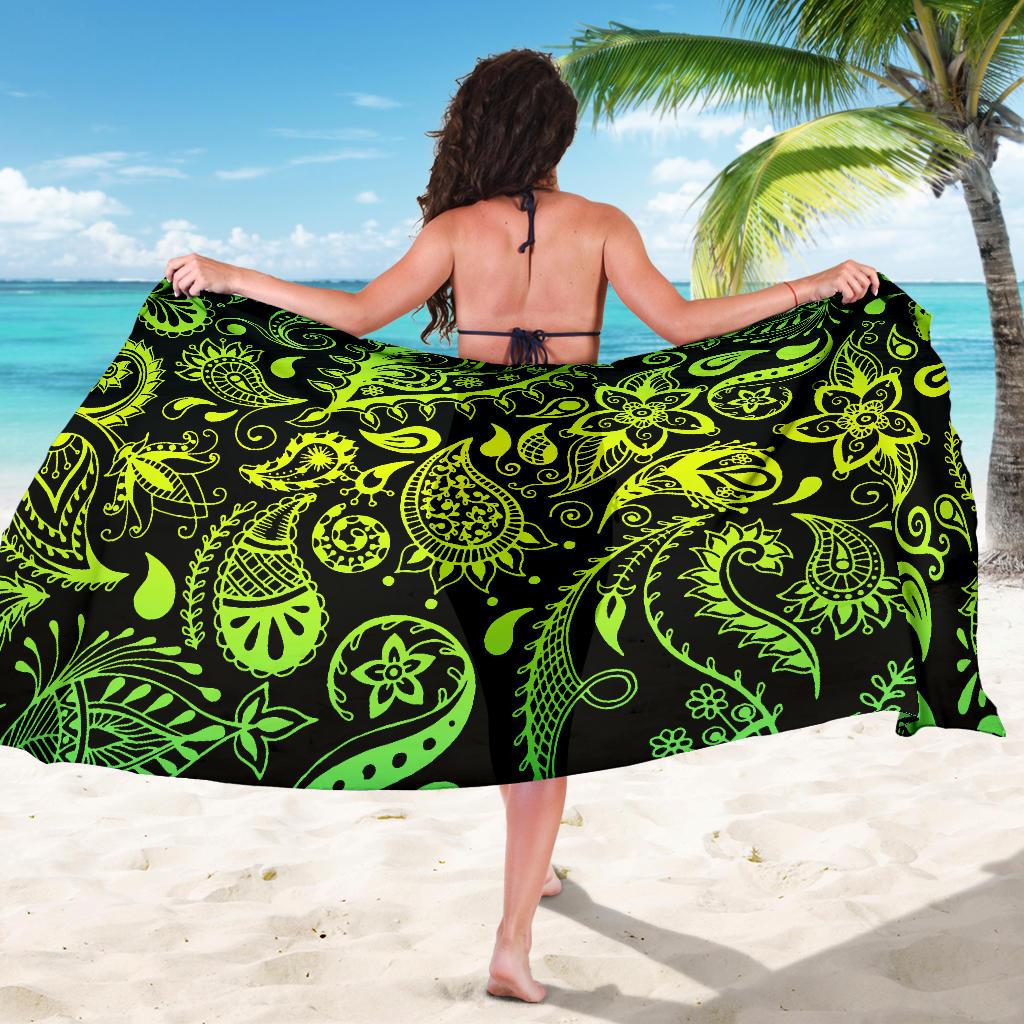 Paisley Green Design Print Sarong Pareo Wrap
